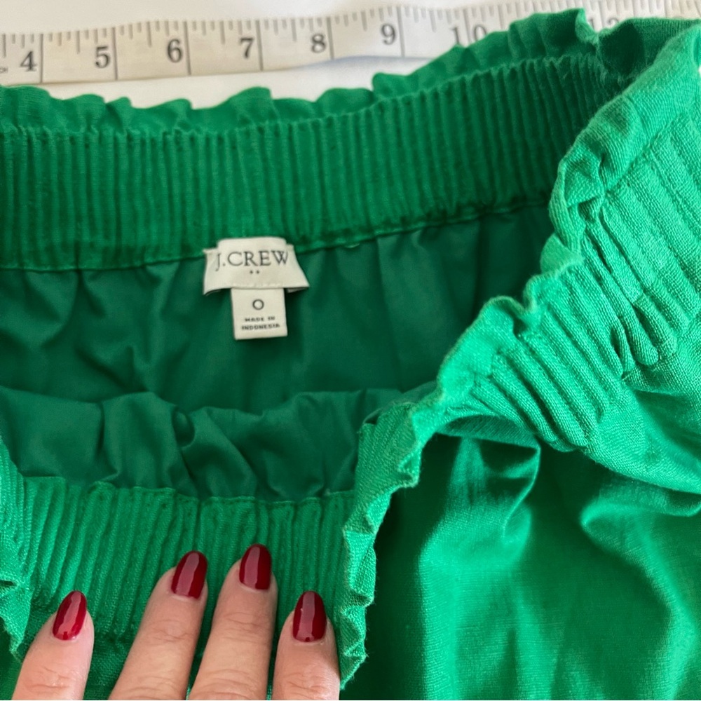 J. Crew Vibrant Green Scalloped Mini Skirt Size 0 - Picture 5 of 10